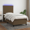 vidaXL barna szövet rugós és LED-es ágy matraccal 100x200 cm