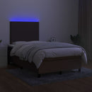 vidaXL barna szövet rugós és LED-es ágy matraccal 120 x 200 cm