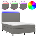 vidaXL sötétszürke szövet rugós és LED-es ágy matraccal 140x190 cm
