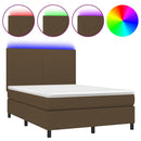vidaXL barna szövet rugós és LED-es ágy matraccal 140x190 cm