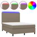 vidaXL tópszínű szövet rugós és LED-es ágy matraccal 140x190cm