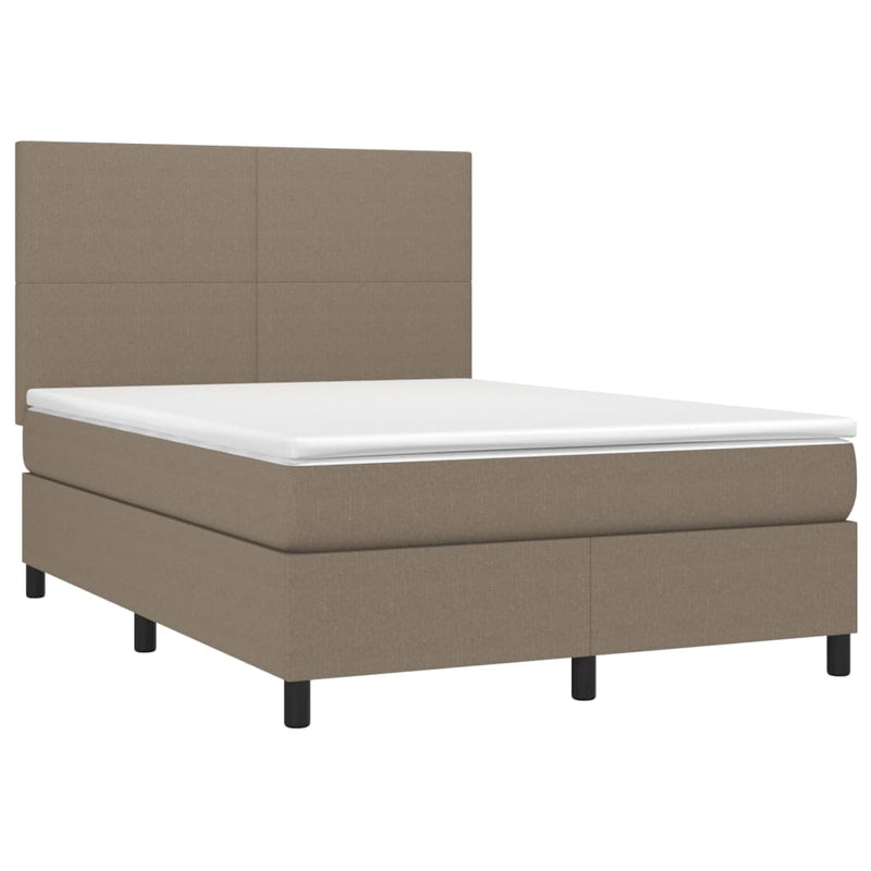 vidaXL tópszínű szövet rugós és LED-es ágy matraccal 140x190cm