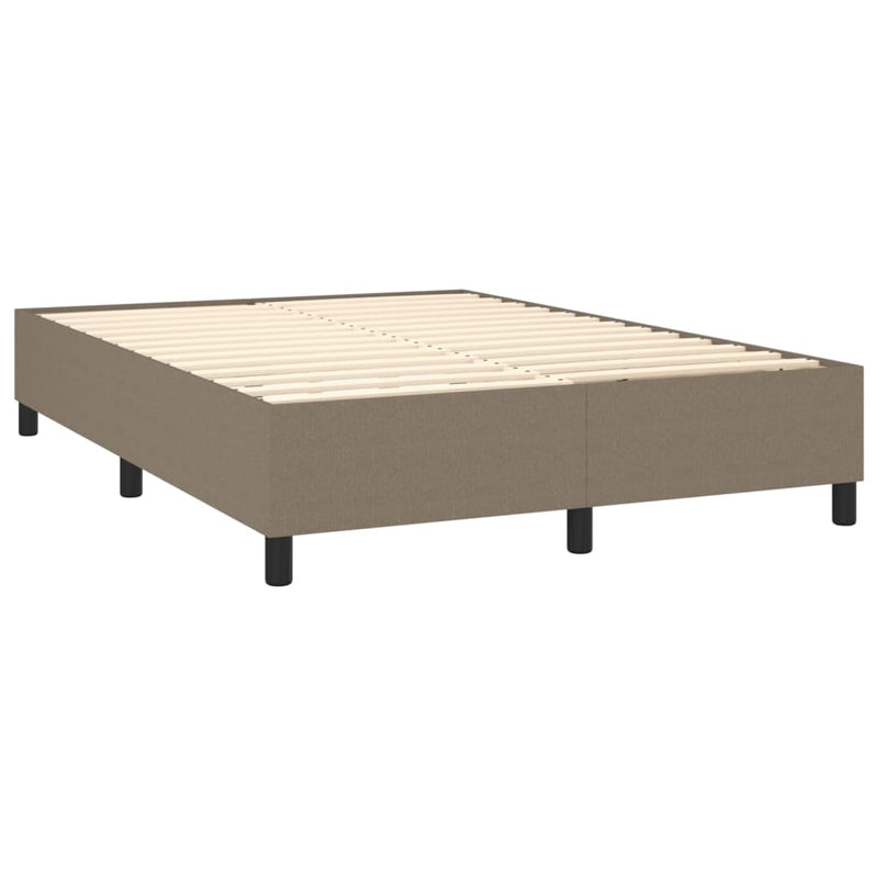 vidaXL tópszínű szövet rugós és LED-es ágy matraccal 140x190cm
