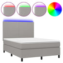 vidaXL világosszürke szövet rugós és LED-es ágy matraccal 140x200 cm