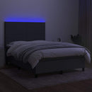 vidaXL sötétszürke szövet rugós és LED-es ágy matraccal 140x200 cm
