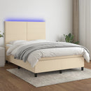 vidaXL krémszínű szövet rugós és LED-es ágy matraccal 140x200 cm