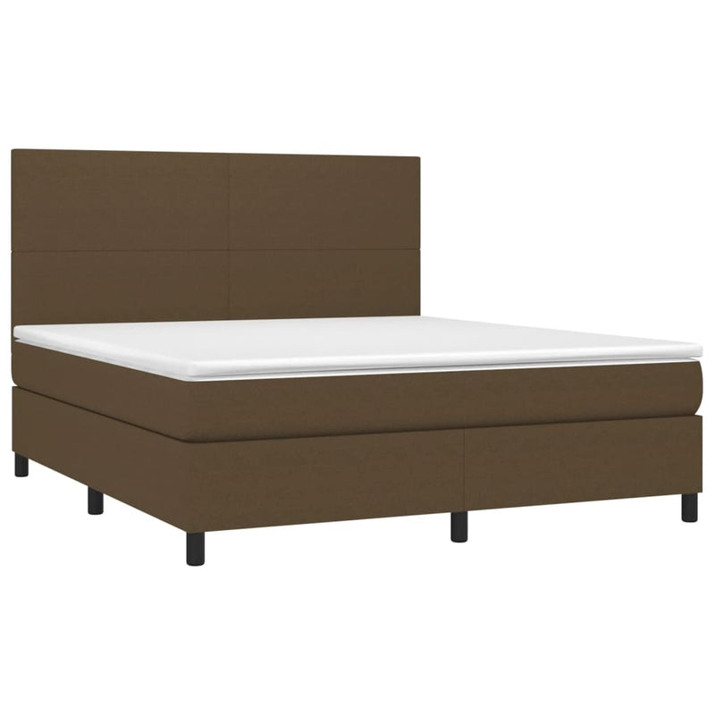 vidaXL barna szövet rugós és LED-es ágy matraccal 160x200 cm
