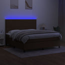vidaXL barna szövet rugós és LED-es ágy matraccal 160x200 cm