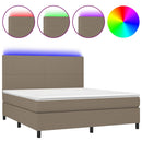 vidaXL tópszínű szövet rugós és LED-es ágy matraccal 160x200 cm