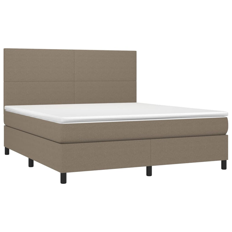 vidaXL tópszínű szövet rugós és LED-es ágy matraccal 160x200 cm