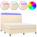 vidaXL krémszínű szövet rugós és LED-es ágy matraccal 160x200 cm