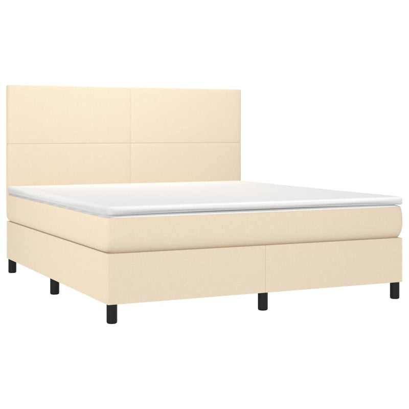 vidaXL krémszínű szövet rugós és LED-es ágy matraccal 160x200 cm