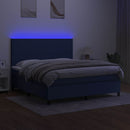 vidaXL kék szövet rugós és LED-es ágy matraccal 160x200 cm