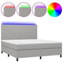 vidaXL világosszürke szövet rugós és LED-es ágy matraccal 160x200 cm