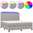 vidaXL világosszürke szövet rugós és LED-es ágy matraccal 160x200 cm