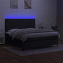vidaXL fekete szövet rugós és LED-es ágy matraccal 180 x 200 cm