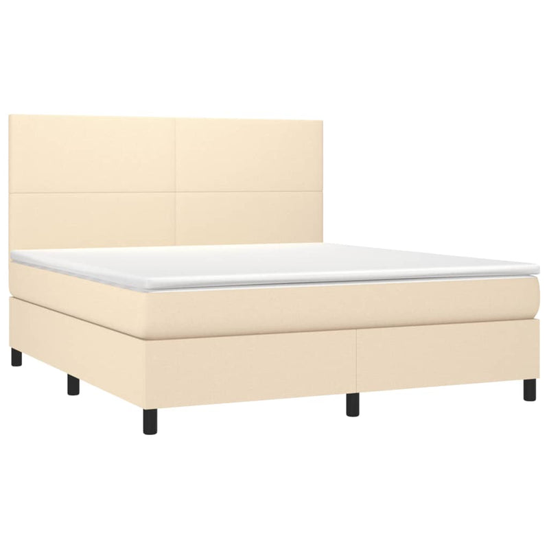 vidaXL krémszínű szövet rugós és LED-es ágy matraccal 180 x 200 cm