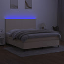 vidaXL krémszínű szövet rugós és LED-es ágy matraccal 180 x 200 cm