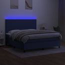 vidaXL kék szövet rugós és LED-es ágy matraccal 180 x 200 cm