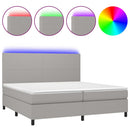 vidaXL világosszürke szövet rugós és LED-es ágy matraccal 200x200 cm
