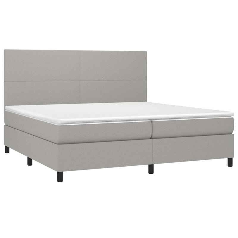 vidaXL világosszürke szövet rugós és LED-es ágy matraccal 200x200 cm