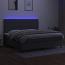 vidaXL sötétszürke szövet rugós és LED-es ágy matraccal 200x200 cm