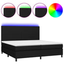vidaXL fekete szövet rugós és LED-es ágy matraccal 200x200 cm