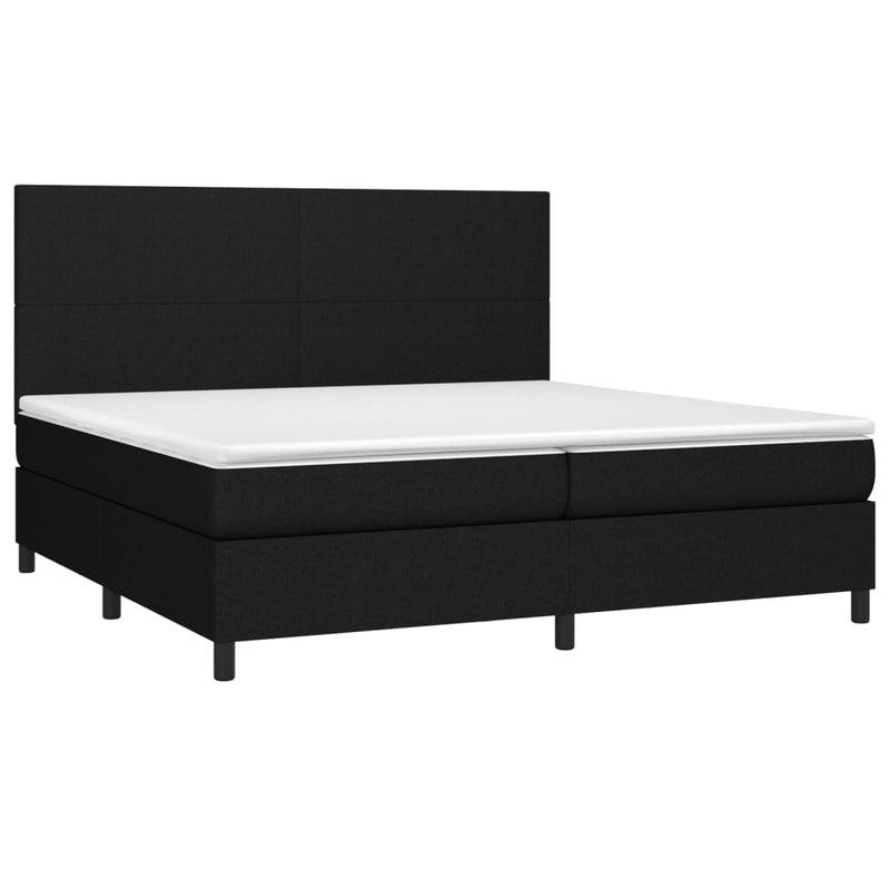 vidaXL fekete szövet rugós és LED-es ágy matraccal 200x200 cm