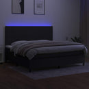 vidaXL fekete szövet rugós és LED-es ágy matraccal 200x200 cm
