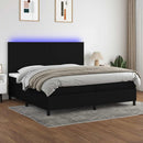 vidaXL fekete szövet rugós és LED-es ágy matraccal 200x200 cm
