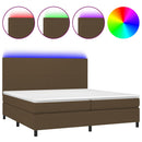 vidaXL barna szövet rugós és LED-es ágy matraccal 200x200 cm
