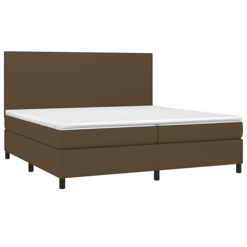 vidaXL barna szövet rugós és LED-es ágy matraccal 200x200 cm