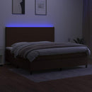 vidaXL barna szövet rugós és LED-es ágy matraccal 200x200 cm