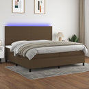 vidaXL barna szövet rugós és LED-es ágy matraccal 200x200 cm