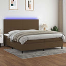 vidaXL barna szövet rugós és LED-es ágy matraccal 200x200 cm