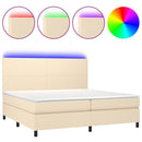 vidaXL krémszínű szövet rugós és LED-es ágy matraccal 200 x 200 cm