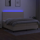 vidaXL krémszínű szövet rugós és LED-es ágy matraccal 200 x 200 cm