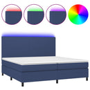 vidaXL kék szövet rugós és LED-es ágy matraccal 200 x 200 cm