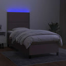 vidaXL tópszínű szövet rugós és LED-es ágy matraccal 90x190 cm