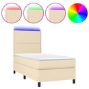 vidaXL krémszínű szövet rugós és LED-es ágy matraccal 90x190 cm