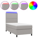 vidaXL világosszürke szövet rugós és LED-es ágy matraccal 90x200 cm