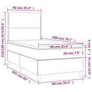 vidaXL barna szövet rugós és LED-es ágy matraccal 90x200 cm