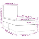 vidaXL kék szövet rugós és LED-es ágy matraccal 90x200 cm