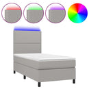 vidaXL világosszürke szövet rugós és LED-es ágy matraccal 100x200 cm