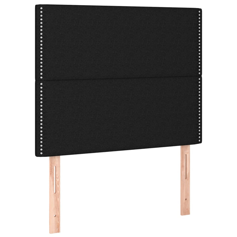 vidaXL fekete szövet rugós és LED-es ágy matraccal 100x200 cm