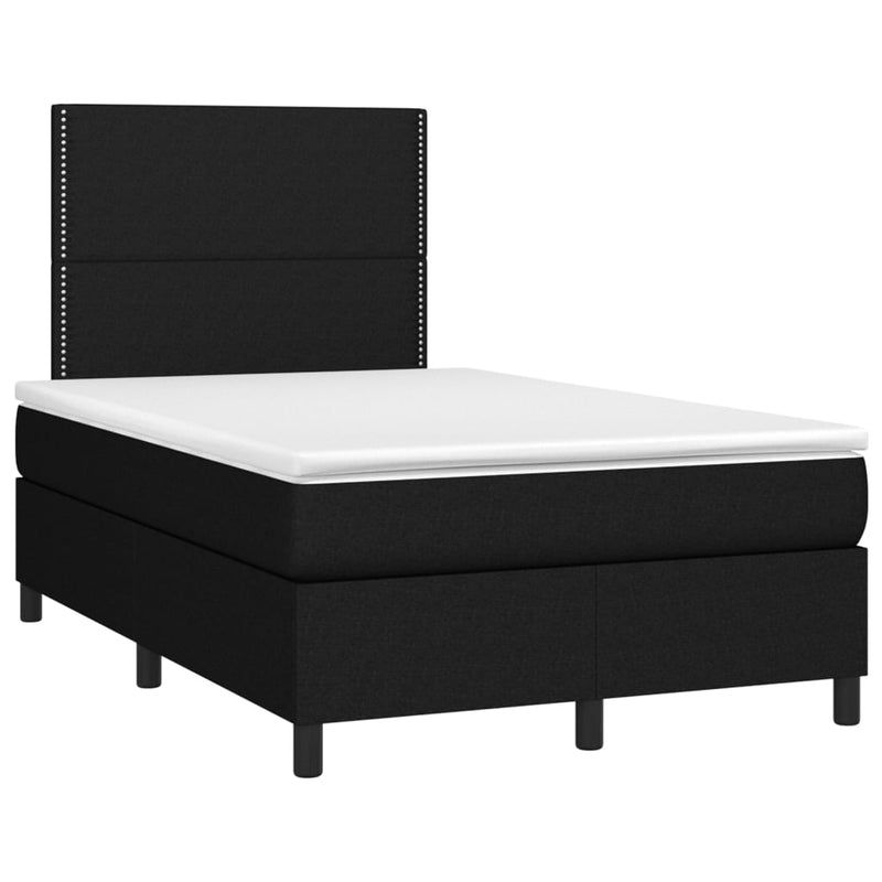 vidaXL fekete szövet rugós és LED-es ágy matraccal 120 x 200 cm