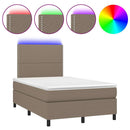 vidaXL tópszínű szövet rugós és LED-es ágy matraccal 120 x 200 cm