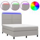 vidaXL sötétszürke szövet rugós és LED-es ágy matraccal 140x190 cm