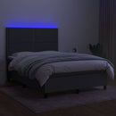 vidaXL sötétszürke szövet rugós és LED-es ágy matraccal 140x190 cm