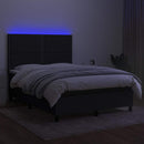 vidaXL fekete szövet rugós és LED-es ágy matraccal 140x190 cm